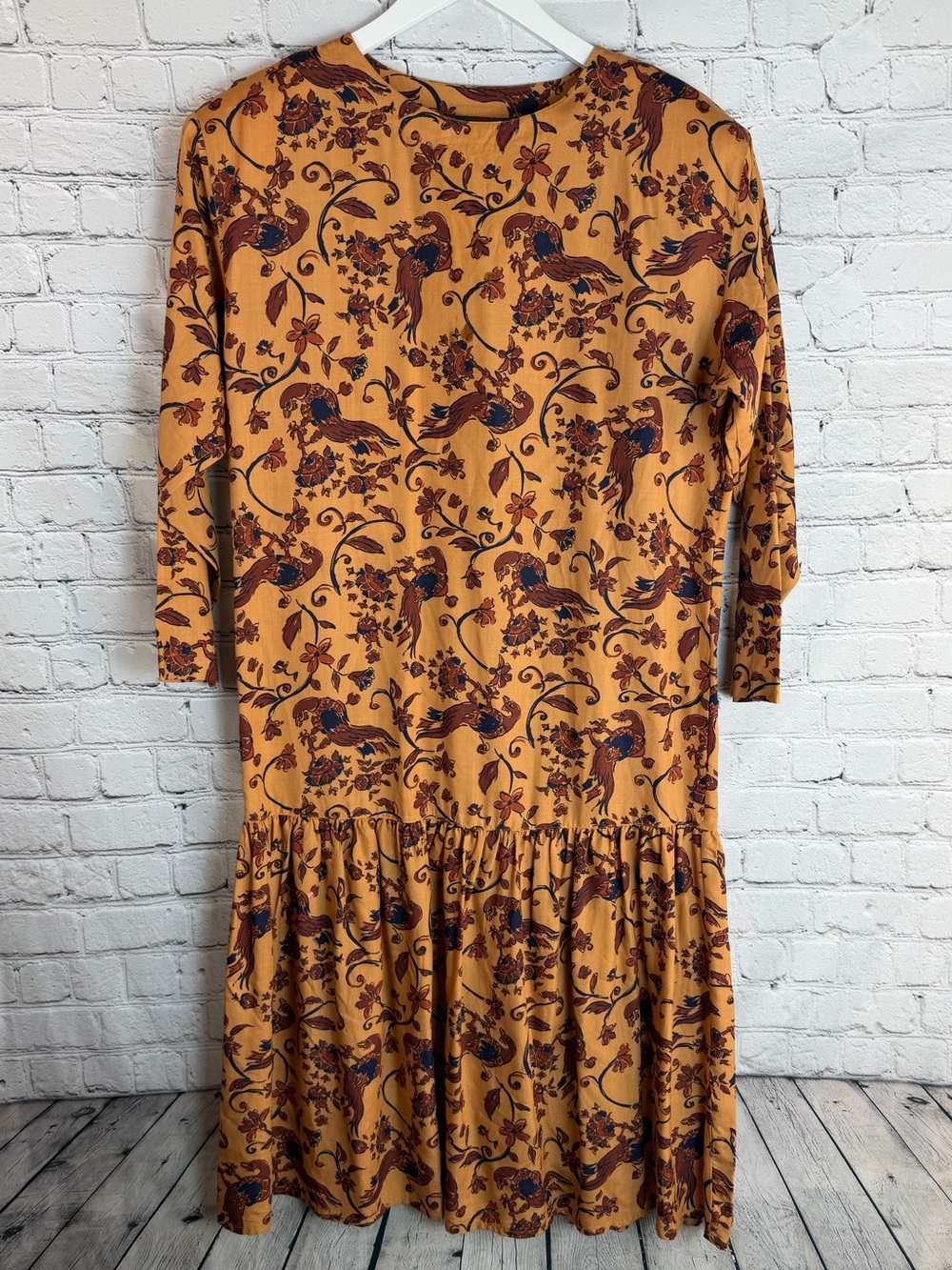 OUTBACK RED Vintage Modest Midi Dress Long Sleeve High Neck Classic